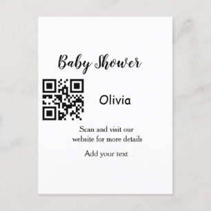 Simple baby shower website barcode QR add name det Postcard