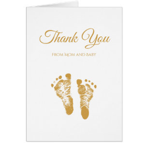 Simple Baby Thank You Elegant Gold Footprints