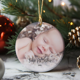 Simple Baby's First Christmas Ceramic Ornament
