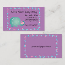 Simple Babysitting Business Cards