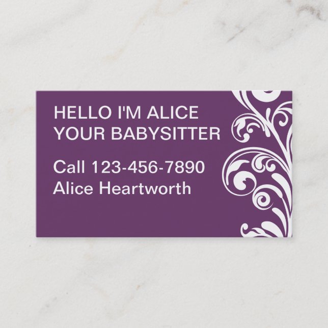 Simple Babysitting Business Cards (Front)