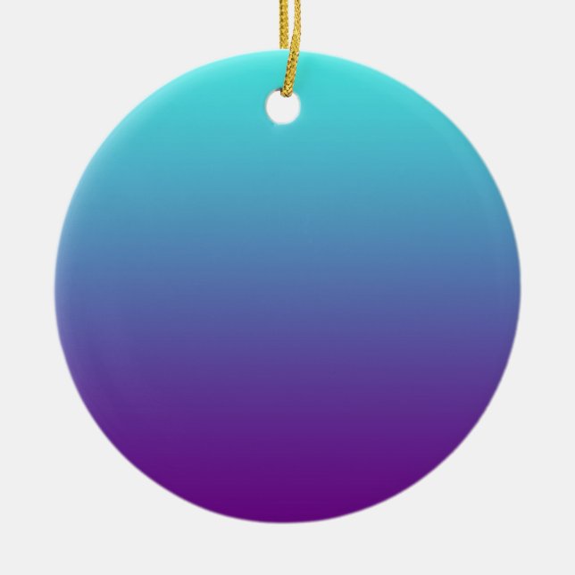 Simple Background Gradient Turquoise Blue Purple Ceramic Ornament (Front)