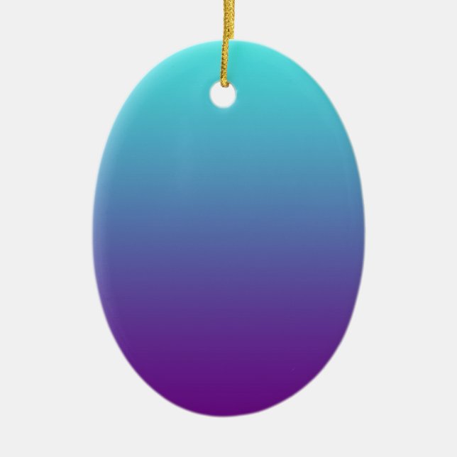 Simple Background Gradient Turquoise Blue Purple Ceramic Tree Decoration (Front)