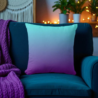 Simple Background Gradient Turquoise Blue Purple Cushion