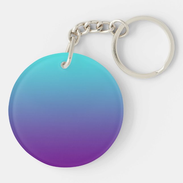 Simple Background Gradient Turquoise Blue Purple Key Ring (Back)