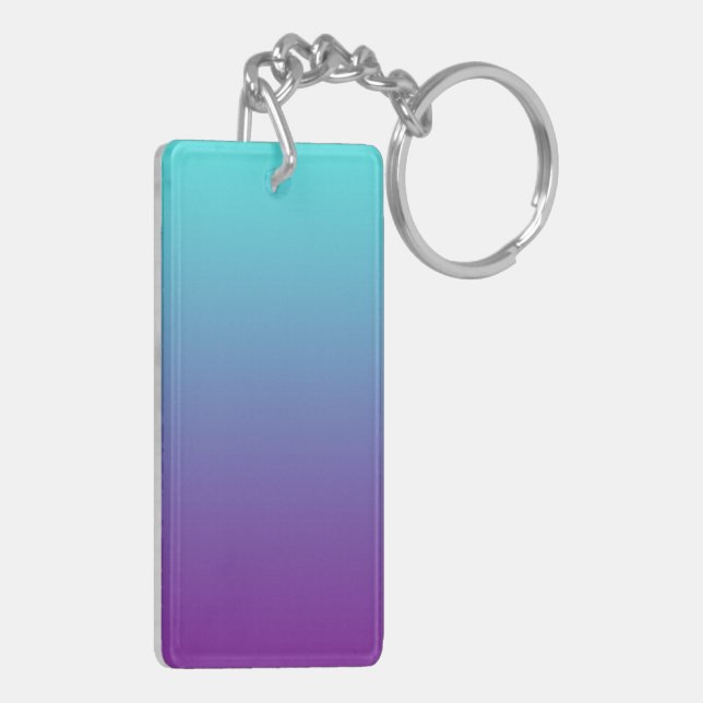 Simple Background Gradient Turquoise Blue Purple Key Ring (Back Left)