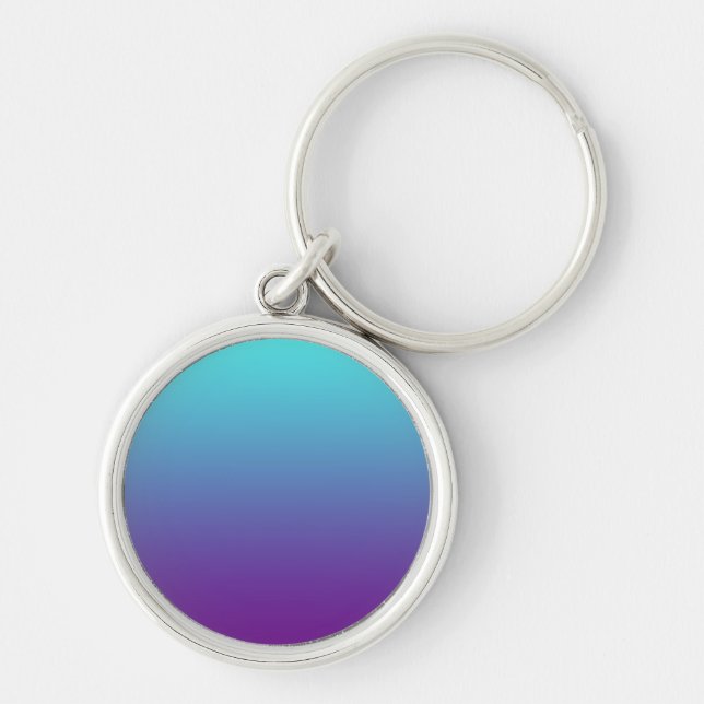 Simple Background Gradient Turquoise Blue Purple Key Ring (Front)