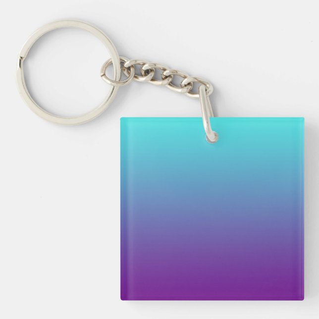 Simple Background Gradient Turquoise Blue Purple Key Ring (Front)