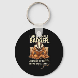 Simple badger coffee reader funny introvert animal key ring