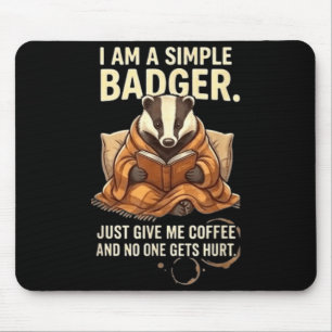 Simple badger coffee reader funny introvert animal mouse pad