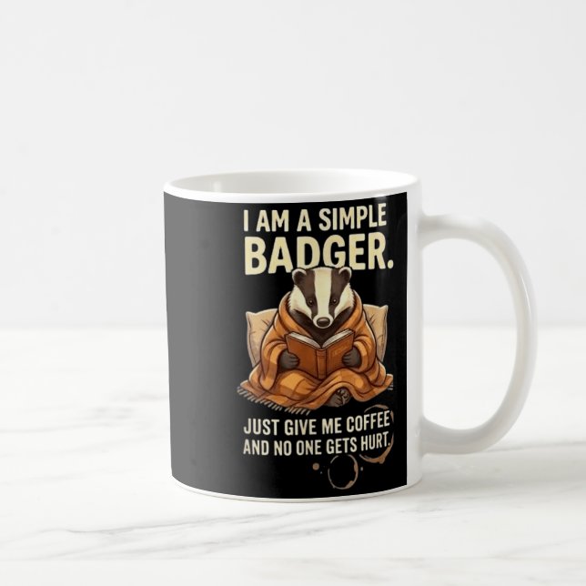 Simple badger coffee reader funny introvert animal mug (Right)