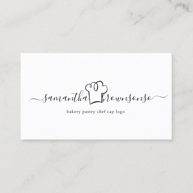 Simple bakery pastry chef cap logo business card (Front)