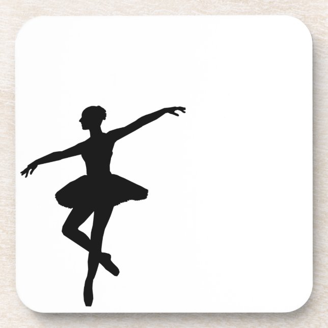 Simple Ballet Black White Ballerina Coaster (Front)
