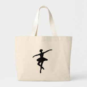 Simple Ballet Black White Ballerina Large Tote Bag