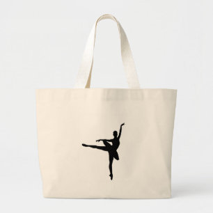 Simple Ballet Black White Ballerina Large Tote Bag