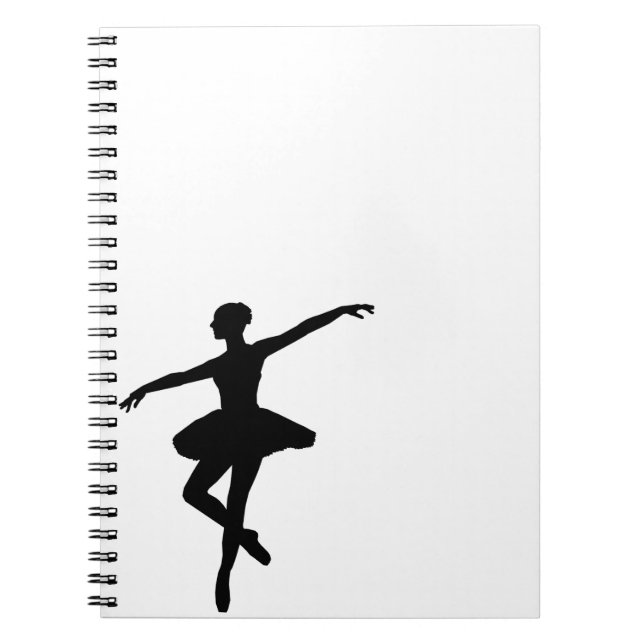 Simple Ballet Black White Ballerina Notebook (Front)