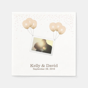Simple Balloon Photo Chandelier Confetti Wedding Napkin