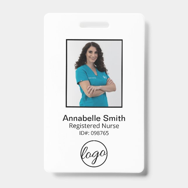 Simple Bar Code Photo Employee ID Badge (Front)