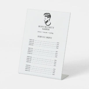 Simple Barber Hair Stylist Services Price List Pedestal Sign
