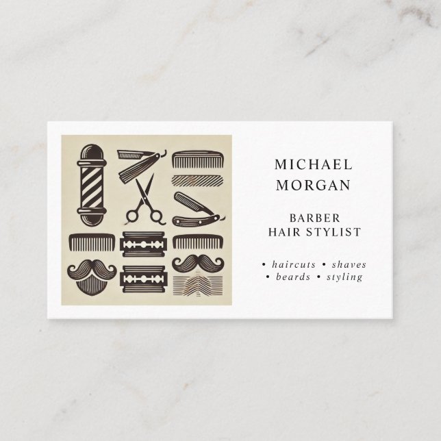 Simple Barber's Tools Of The Trade Business Card (Front)