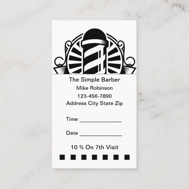 Simple Barbershop Budget Appointment Cards (Front)