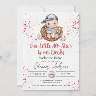 Simple Baseball Baby Shower A Little Slugger Invitation