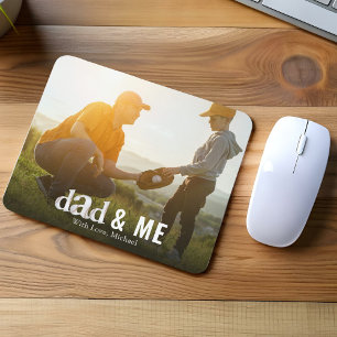 Simple Baseball Photo Calligraphy Daddy and Me Mouse Pad