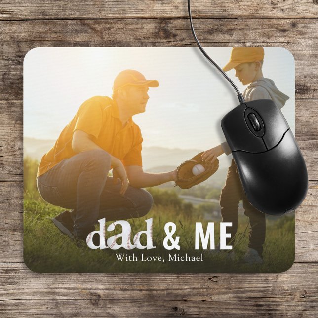 Simple Baseball Photo Calligraphy Daddy and Me Mouse Pad (Creator Uploaded)