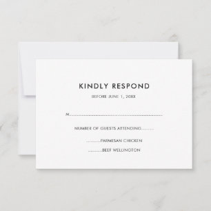 Simple Basic Black and White Meal Choice RSVP Card