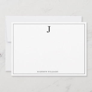 Simple Basic Black Monogram Square Border Card