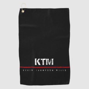 simple basic black monogrammed golf towel