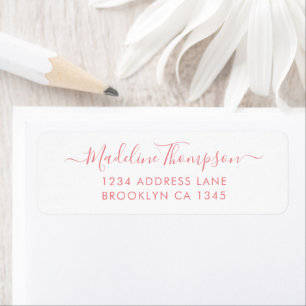 Simple Basic Blush Pink Elegant Script Girly Chic Return Address Label