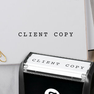 Simple basic business custom text client copy self-inking stamp