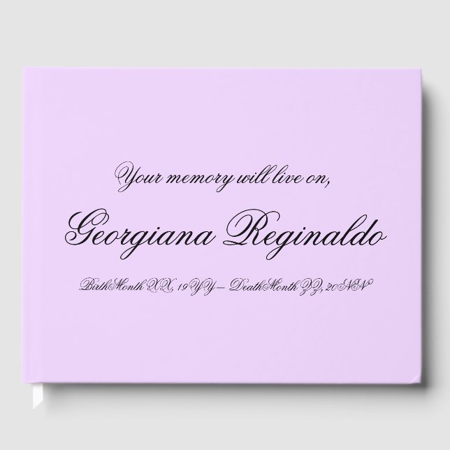 Simple, Basic Condolences Guestbook (Front)