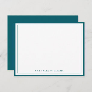 Simple Basic Dark Teal Border Stationery Card