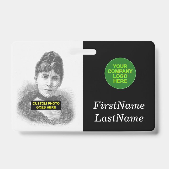 Simple, Basic Employee/Staff Portrait Badge ID Badge (Front)