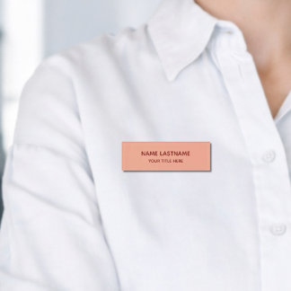 Simple Basic Minimal Blush Pink Modern Title Name Tag