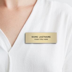 Simple Basic Minimal Faux Gold Modern Sleek Title Name Tag