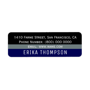 simple basic modern & striped return address label