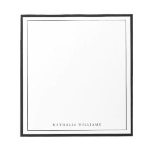 Simple Basic Personalise Black Border Stationery Notepad