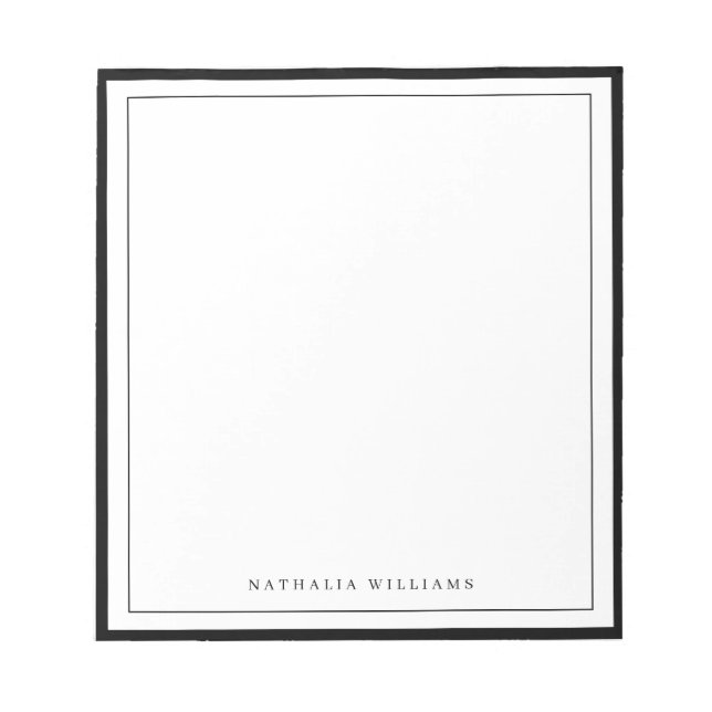 Simple Basic Personalise Black Border Stationery Notepad (Front)