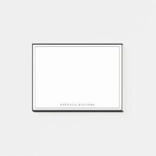 Simple Basic Personalize Black Border Stationery Post-it Notes