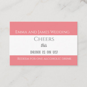 Simple Basic Pink Wedding Drink Token Business Card