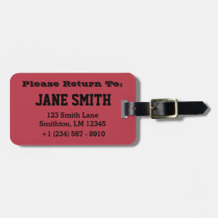 Simple Basic (Red) Luggage Tag