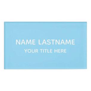 Simple Basic Sky Blue Minimal Modern  Name Tag