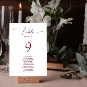 Simple Basic Wedding Guest Names Table Number