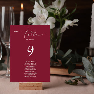 Simple Basic Wedding Guest Names Table Number