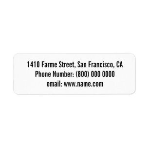 simple basic white return address label