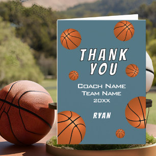 Simple Basketball Ball Thank you Coach  Card