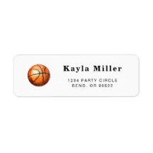 Simple Basketball Return Address Labels